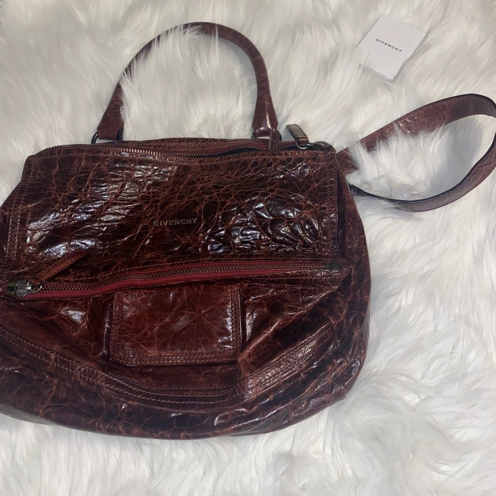Authentic Givenchy Small Pandora Burgundy Lamb Bag